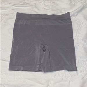 grey warner’s biker shorts